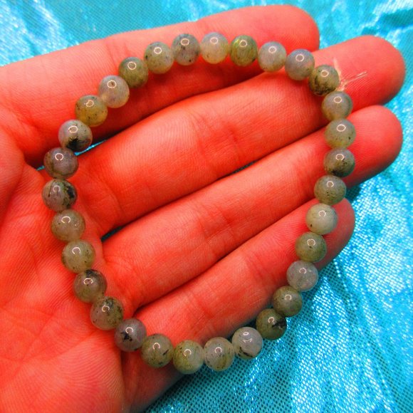 Labradorite 6mm Round 7" Stretchy Gemstone Bracelet - Picture 1 of 3